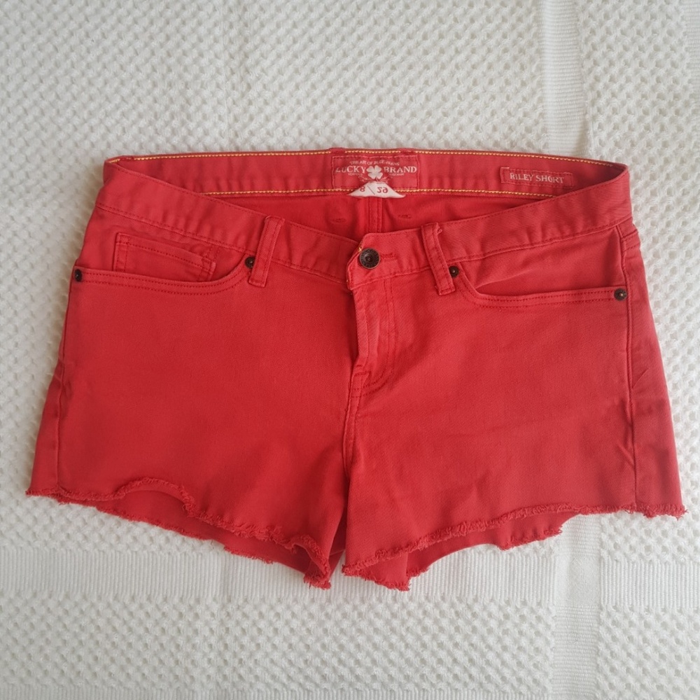 Lucky Brand orange Denim Cutoff Jeans Riley Short